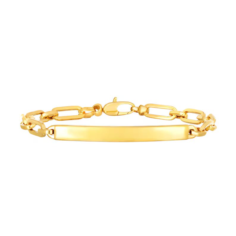 14K Yellow Gold Bracelet with Engravable Plate