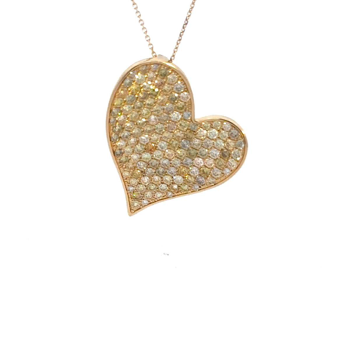 14K Yellow Gold Heart Pendant with Diamonds