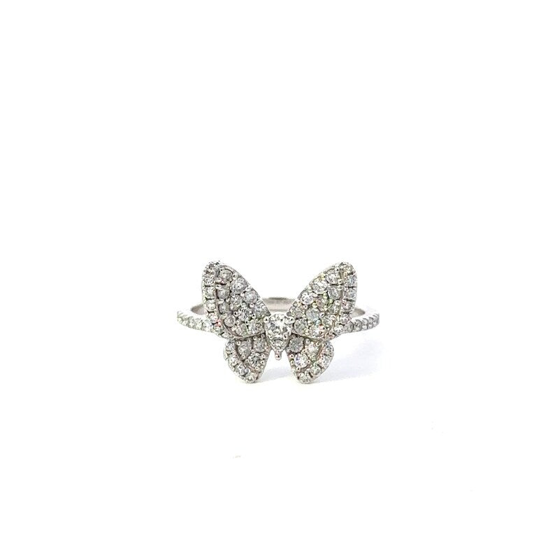 14k White Gold Butterfly Cocktail Ring: Delicate Beauty for Every Occasion