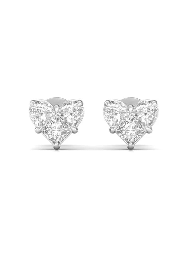 18K White Gold Heart-Shaped Diamond Stud Earrings