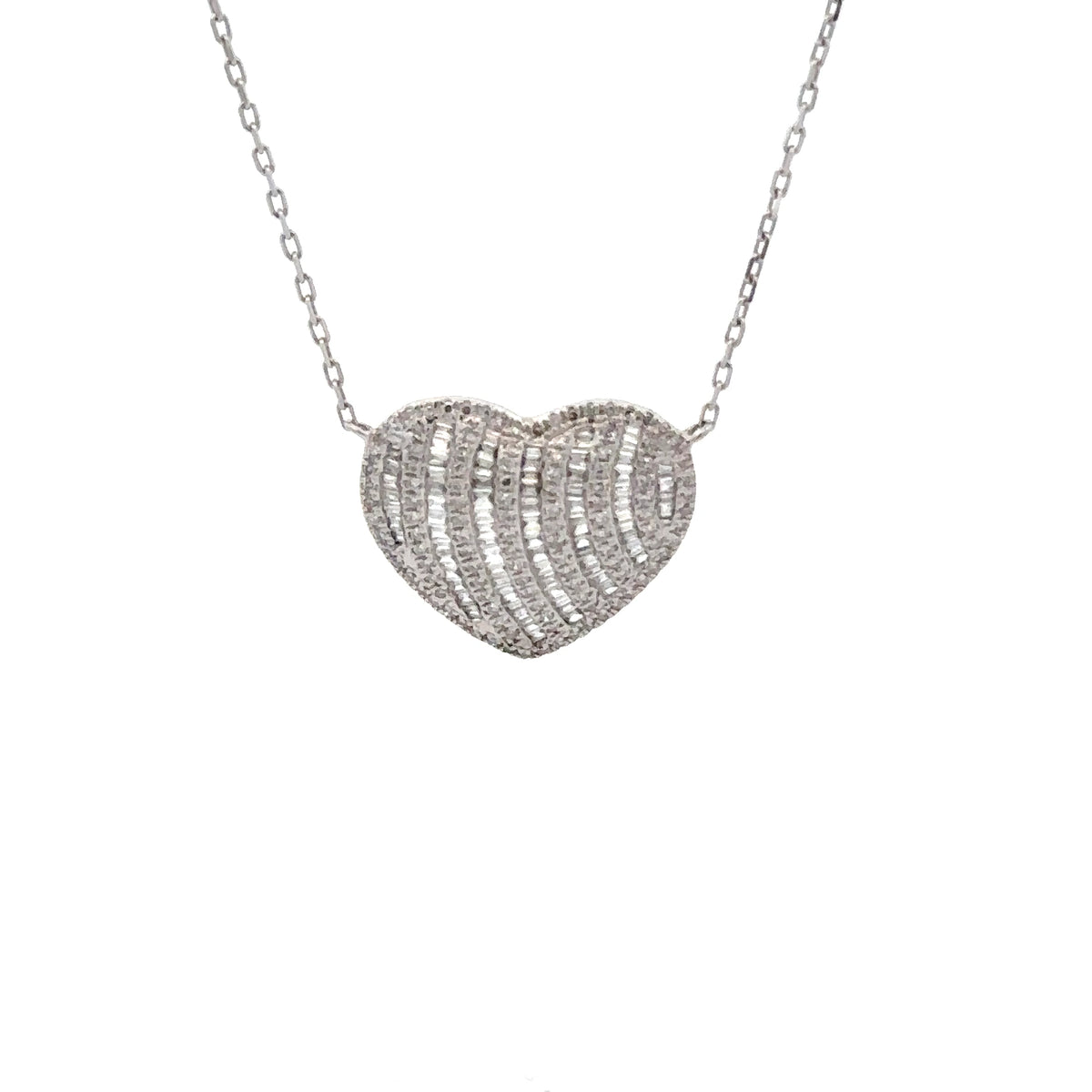 Delicate Love: 14K White Gold Heart Pendant Necklace