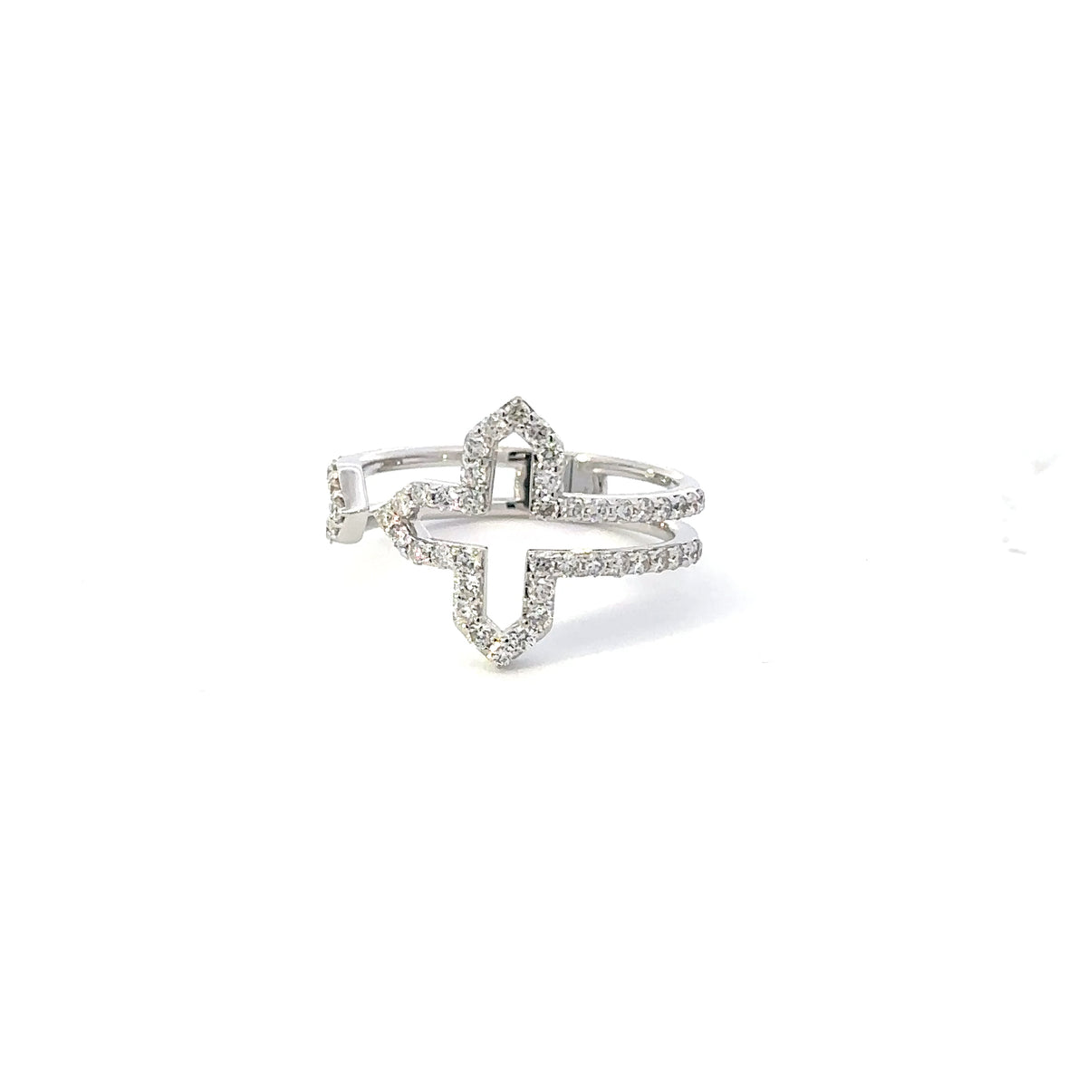 Diamond Sideways Cross Ring in 18k White Gold