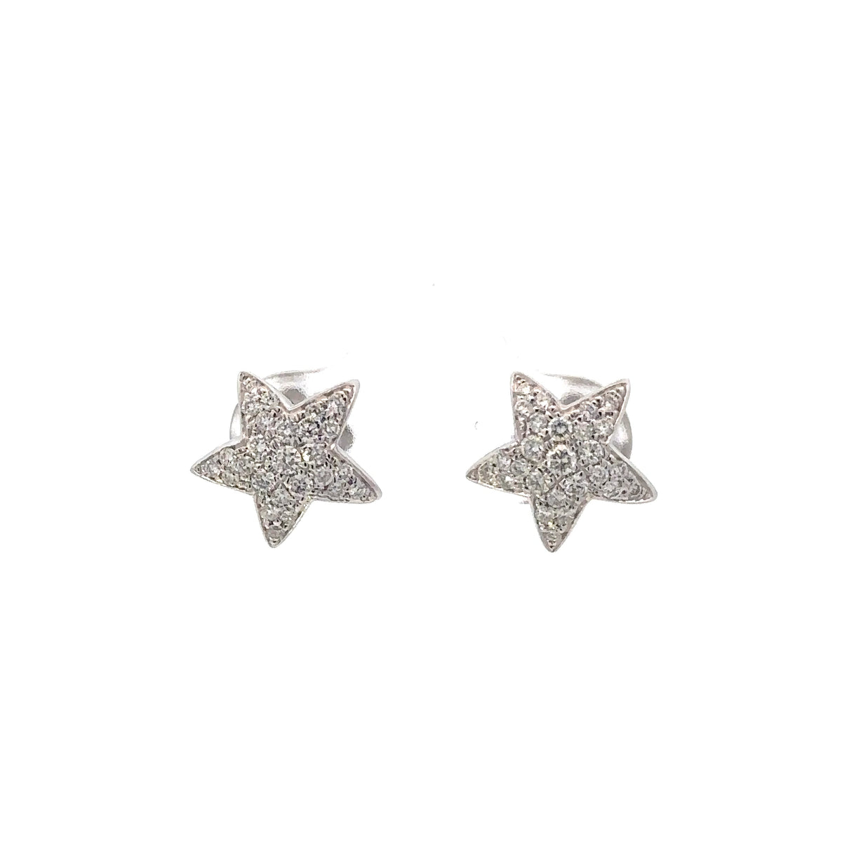 Elegant Diamond Star Stud Earrings in 18K White Gold
