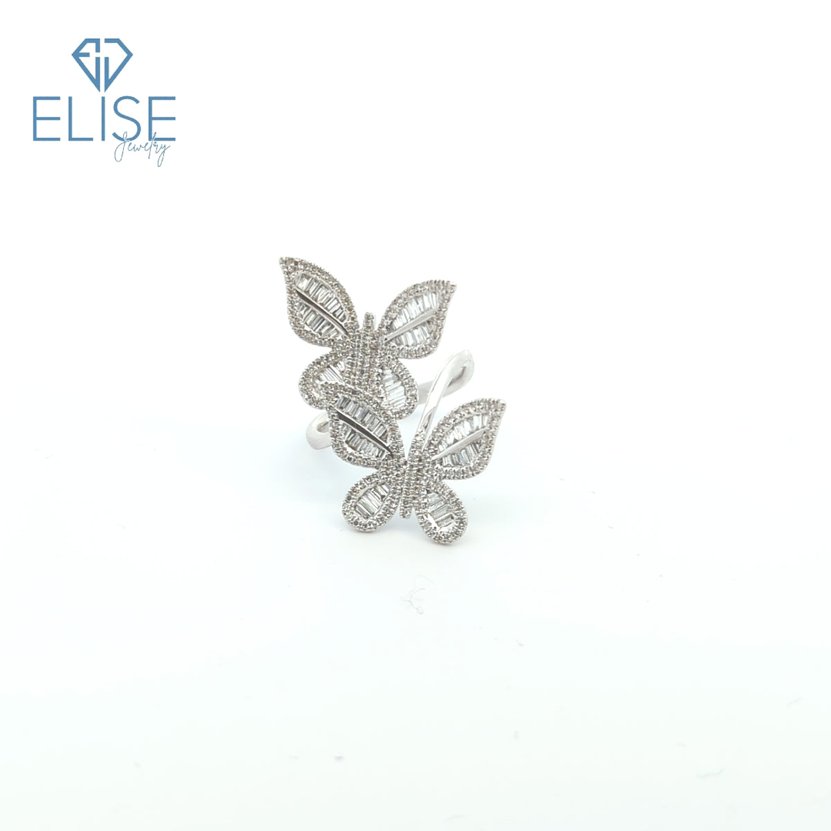 Enchanting Butterfly Diamond Ring in 14K White Gold