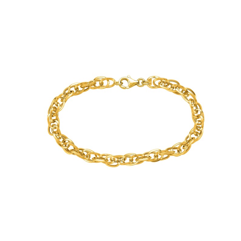 Shiny 14K Yellow Gold Euro Link Bracelet