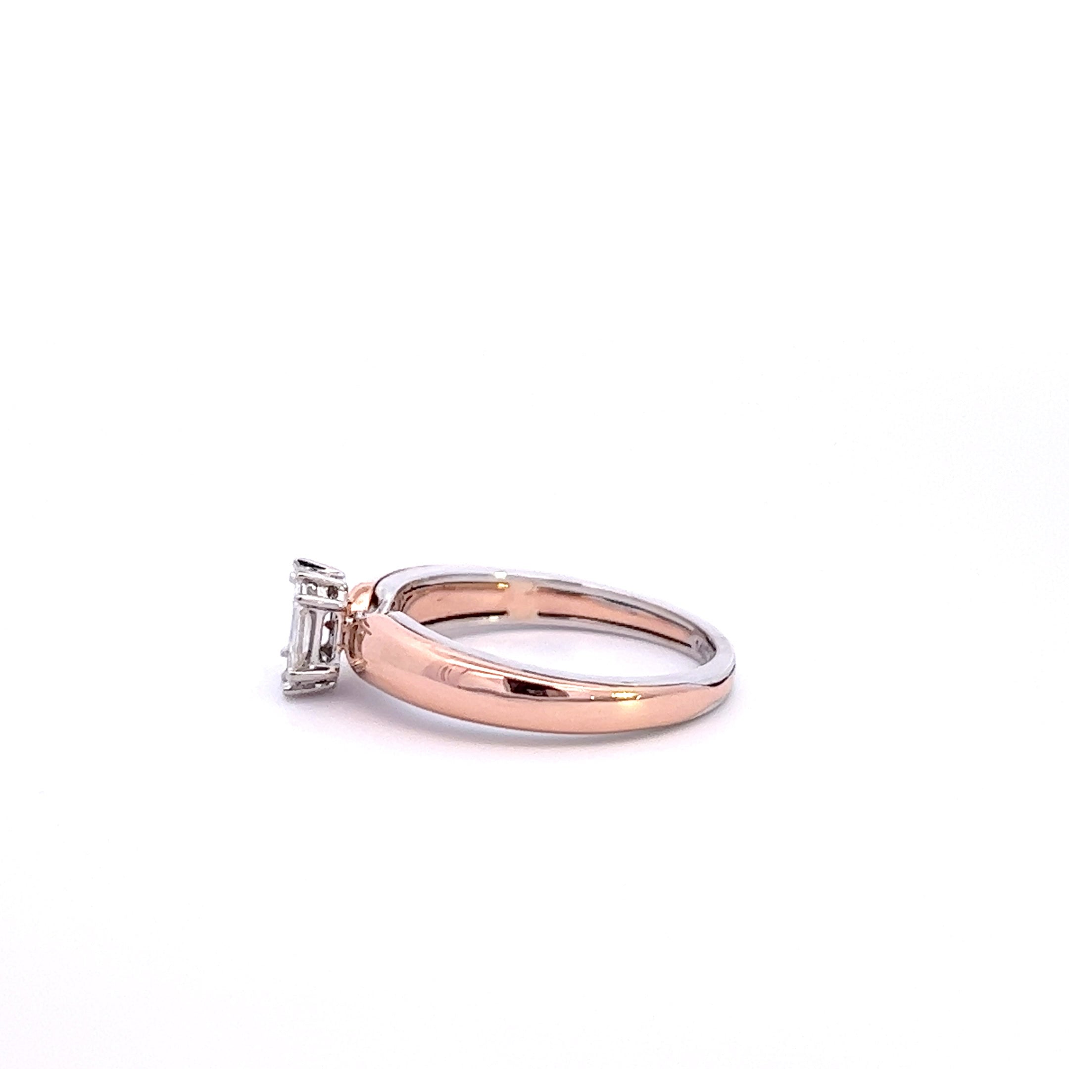 14K Rose Gold Emerald Cut Diamond Ring