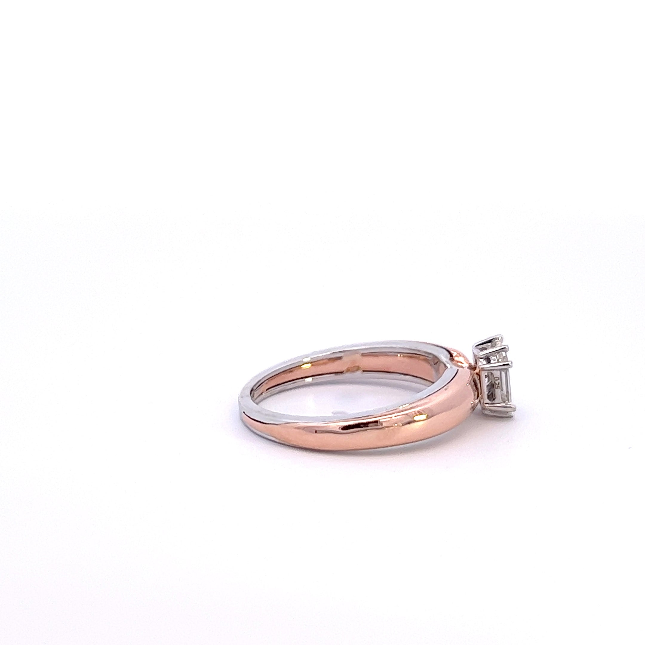 14K Rose Gold Emerald Cut Diamond Ring
