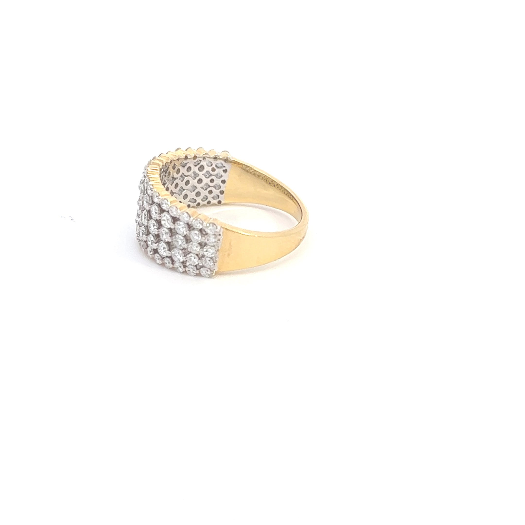14K Yellow Gold Round Brilliant Diamond Cluster Ring