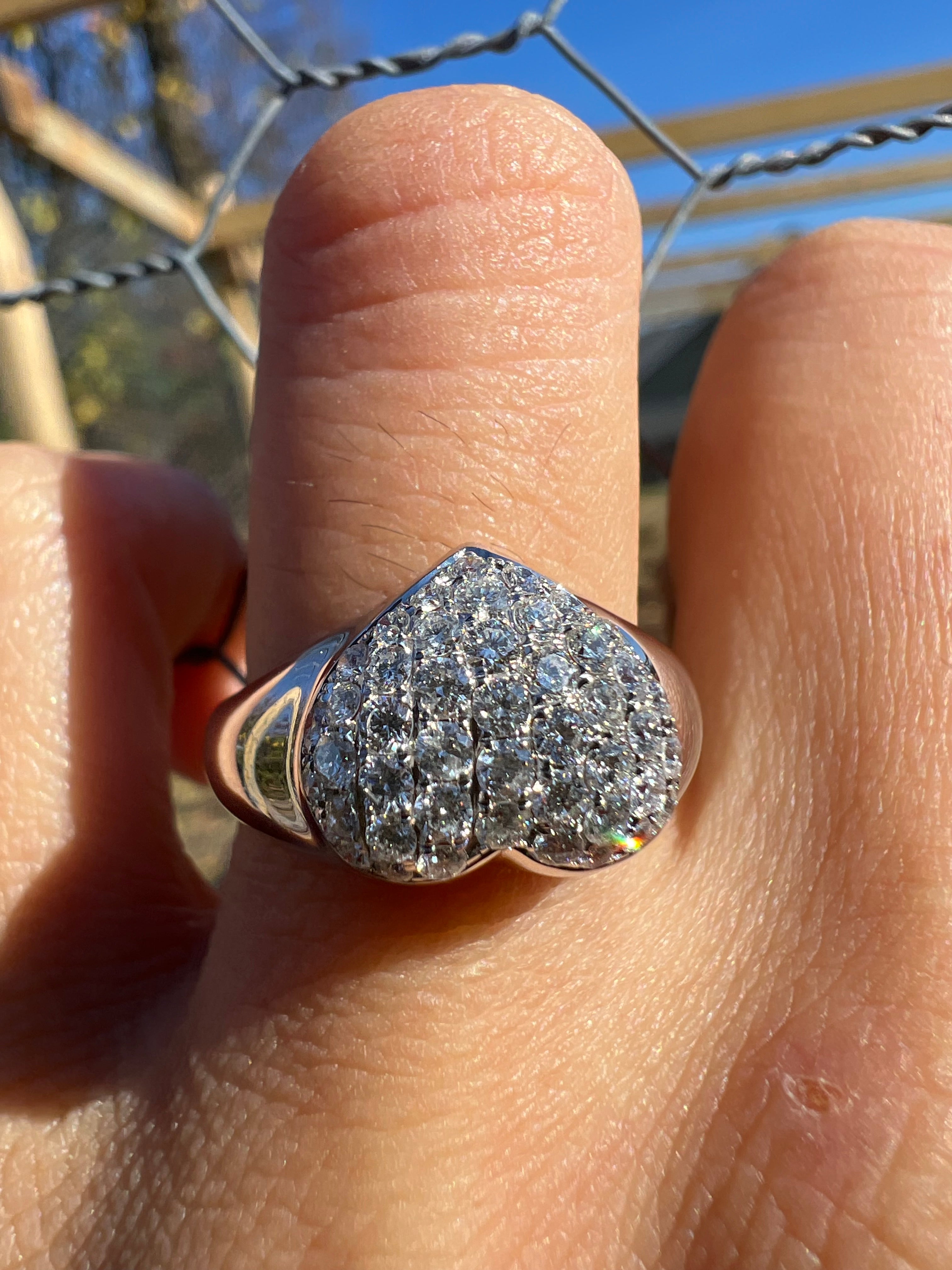 18K White Gold Diamond Cluster Heart Ring
