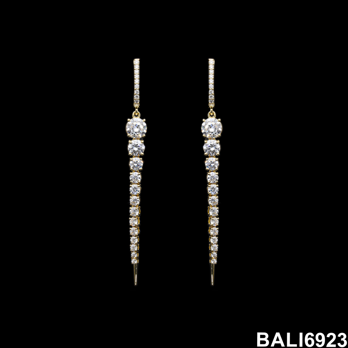 3.50 Ct White Round Cut Labgrown Diamond Graduated Linear Drop Earrings | 14k Rose / White / Yellow Gold