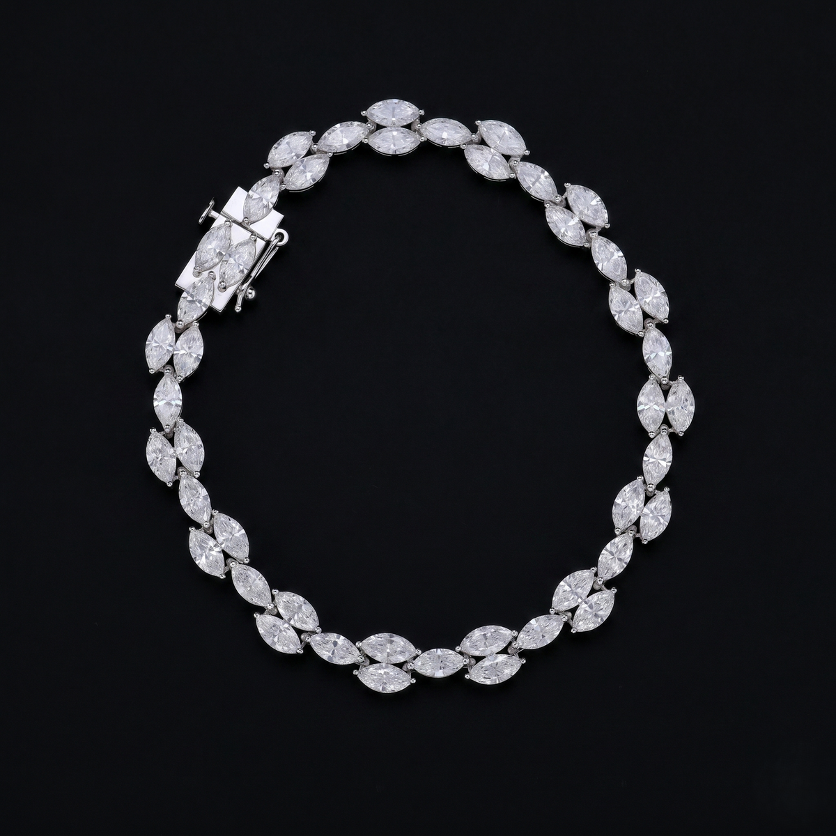 8.90 Ct White Marquise Cut Lab-Grown Diamond Tennis Bracelet | 14k White / Yellow / Rose Gold
