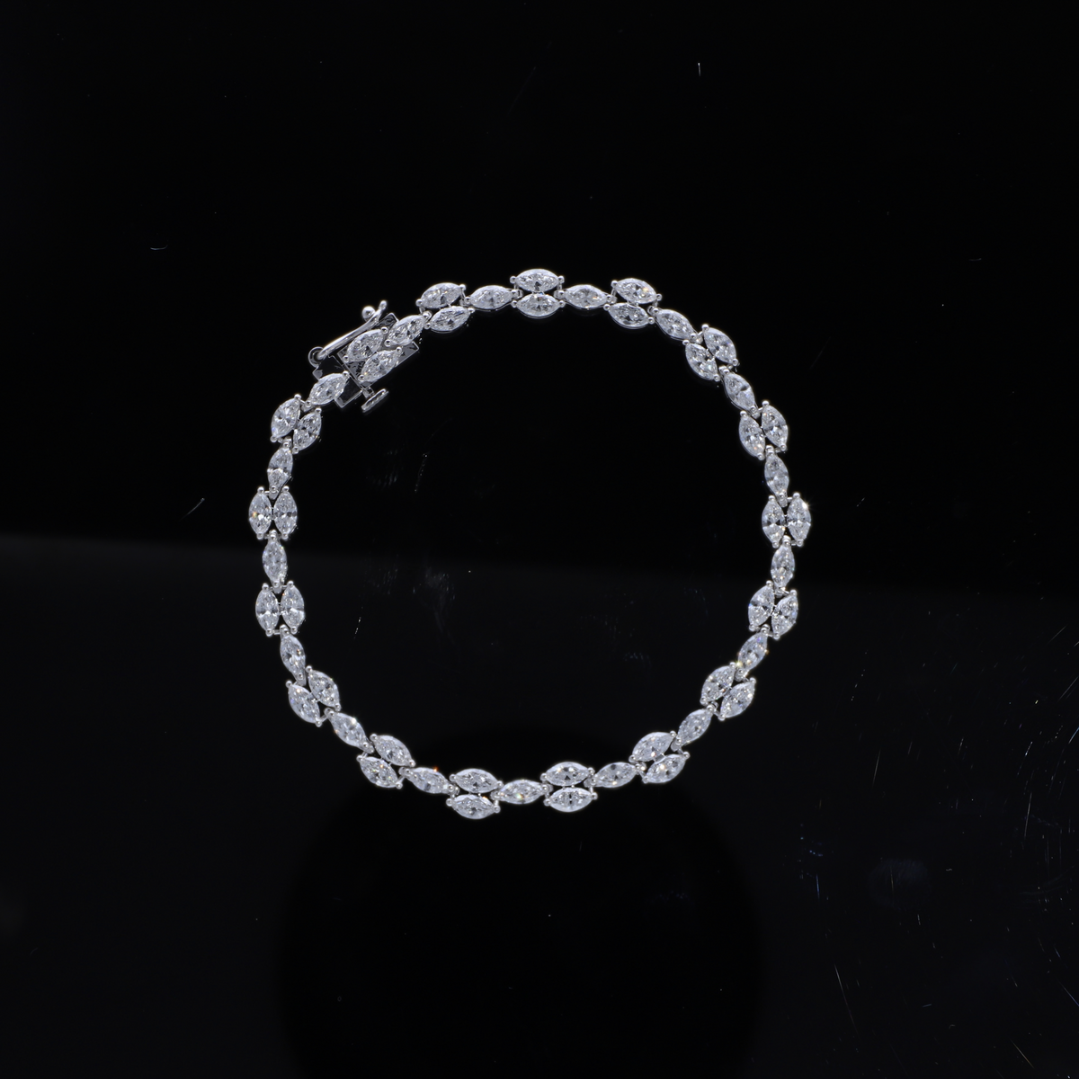 5.80 Ct White Marquise Cut Lab-Grown Diamond Tennis Bracelet | 14k White / Yellow / Rose Gold
