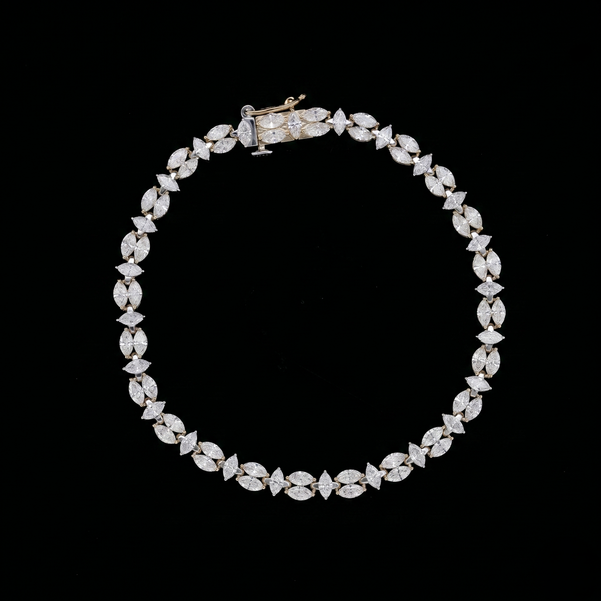 4.50 Ct White Marquise Cut Lab-Grown Diamond Tennis Bracelet | 14k White / Yellow / Rose Gold