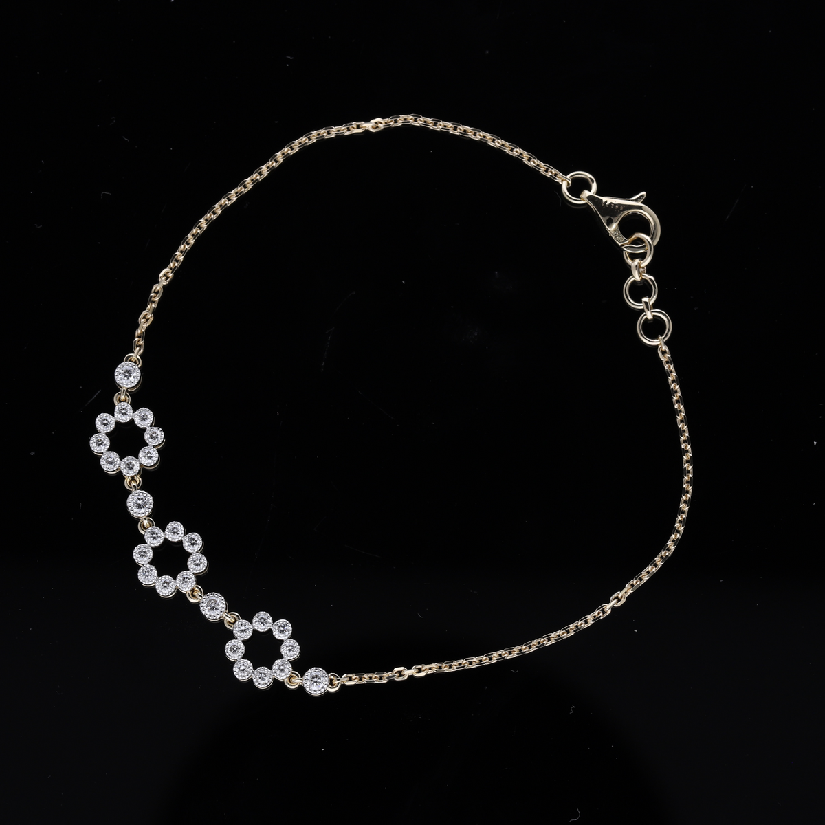 0.50 Ct White Round Cut Lab-Grown Diamond Motif Chain Bracelet | 14k White / Yellow / Rose Gold