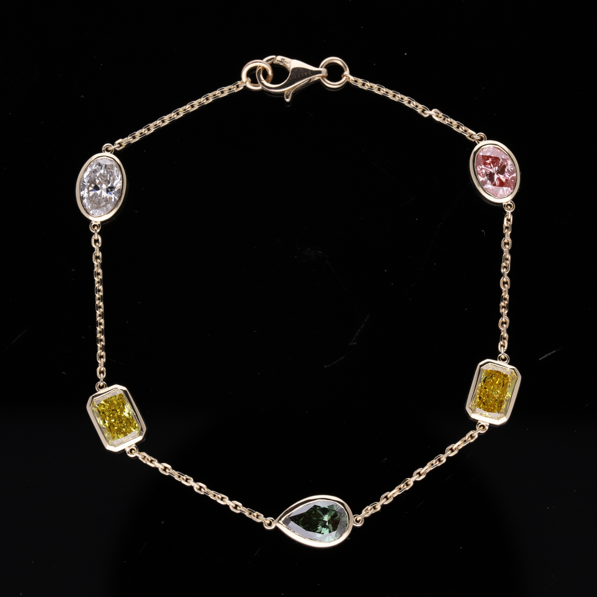 5.20 Ct Multi-Color & Multi-Shape Lab-Grown Diamond Station Bracelet | 14k White / Yellow / Rose Gold