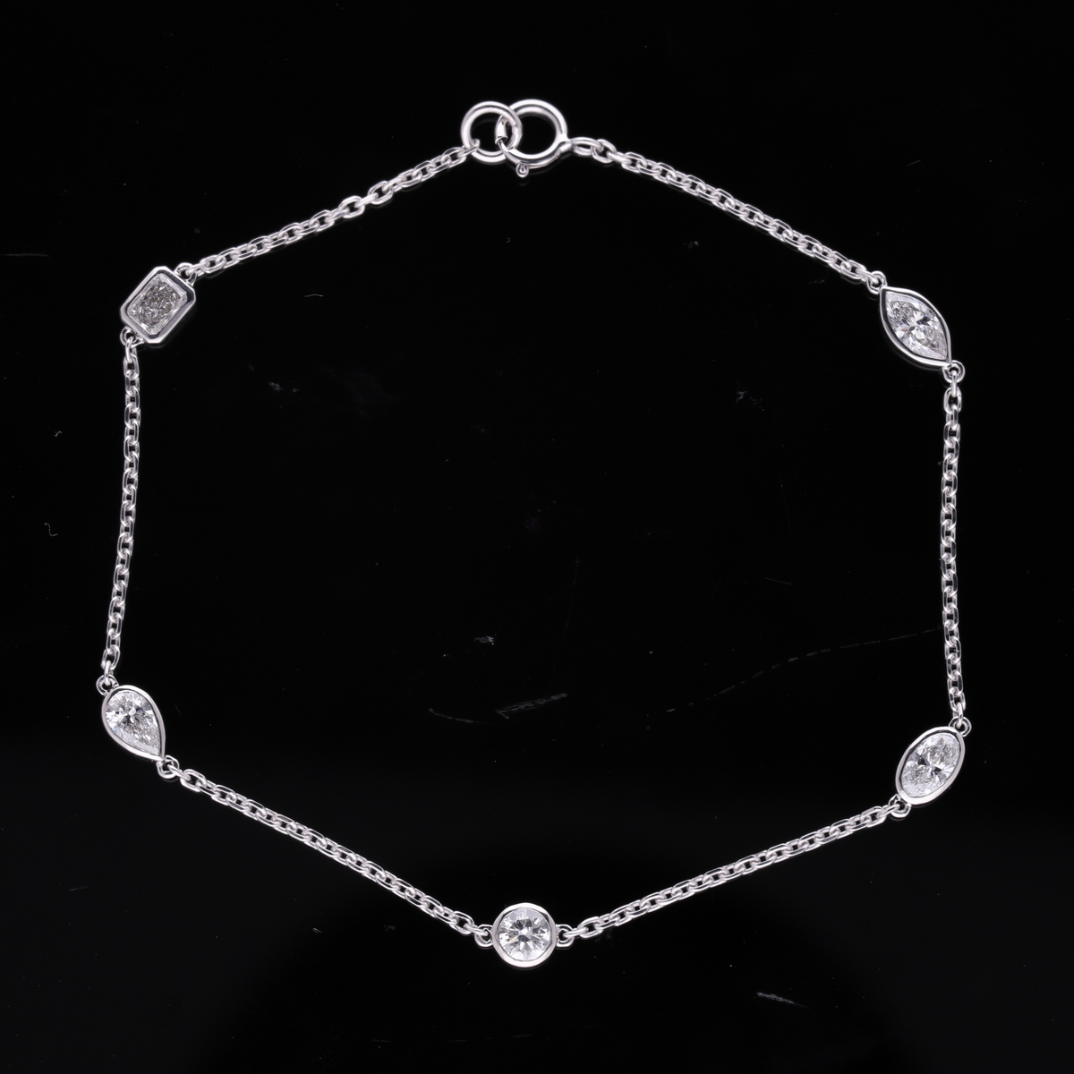 1.00 Ct White Multi-Shape Lab-Grown Diamond Station Bracelet | 14k White / Yellow / Rose Gold