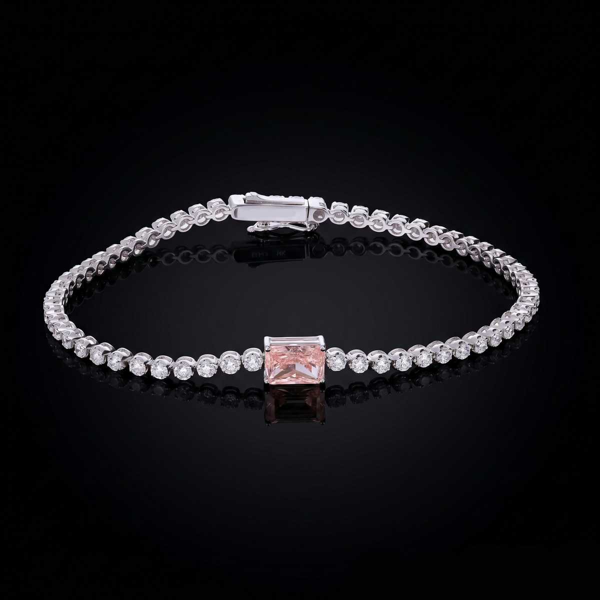 3.50 Ct Pink Radiant & White Round Cut Lab-Grown Diamond Tennis Bracelet | 14k White / Yellow / Rose Gold