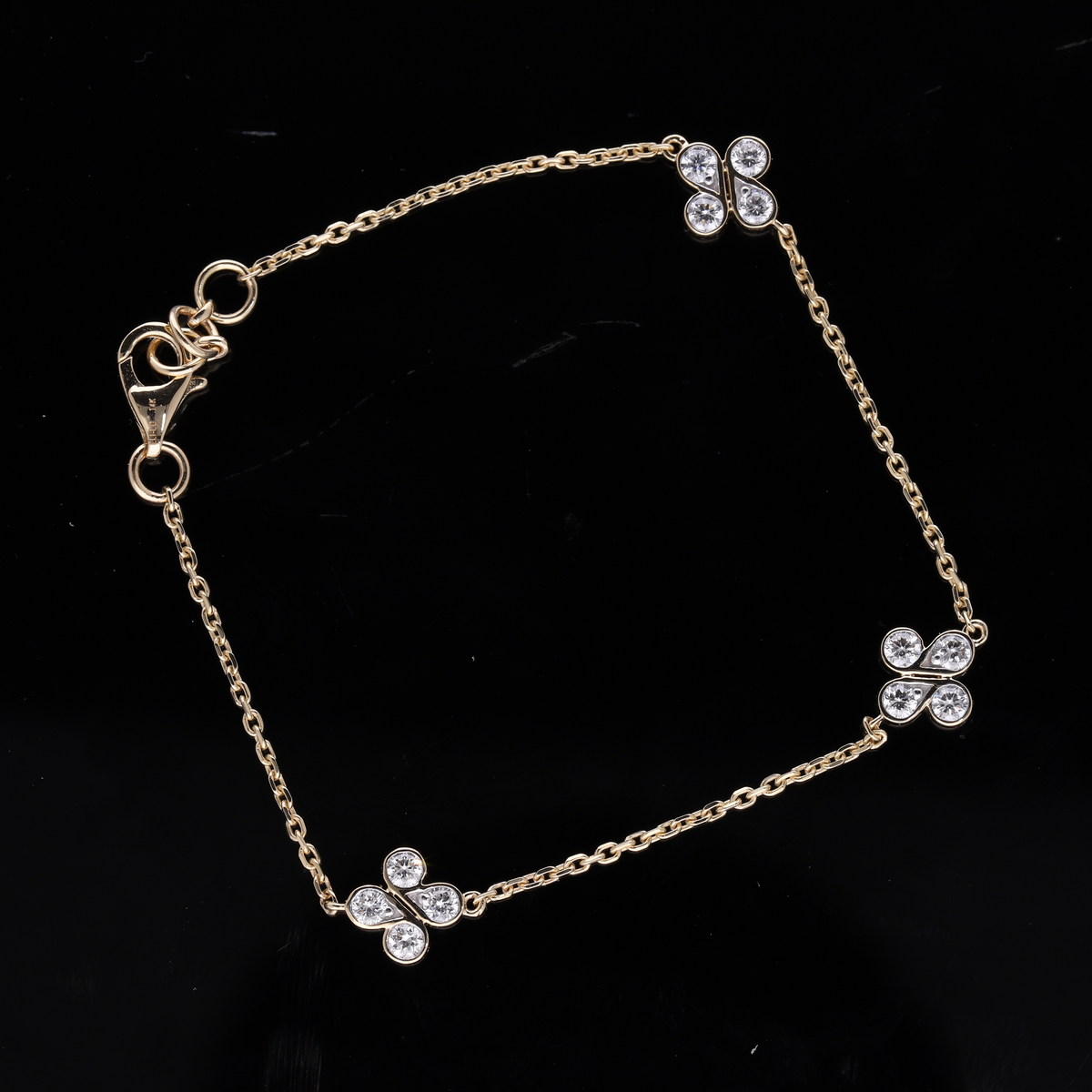 0.70 Ct White Pear & Round Cut Lab-Grown Diamond Motif Chain Bracelet | 14k White / Yellow / Rose Gold