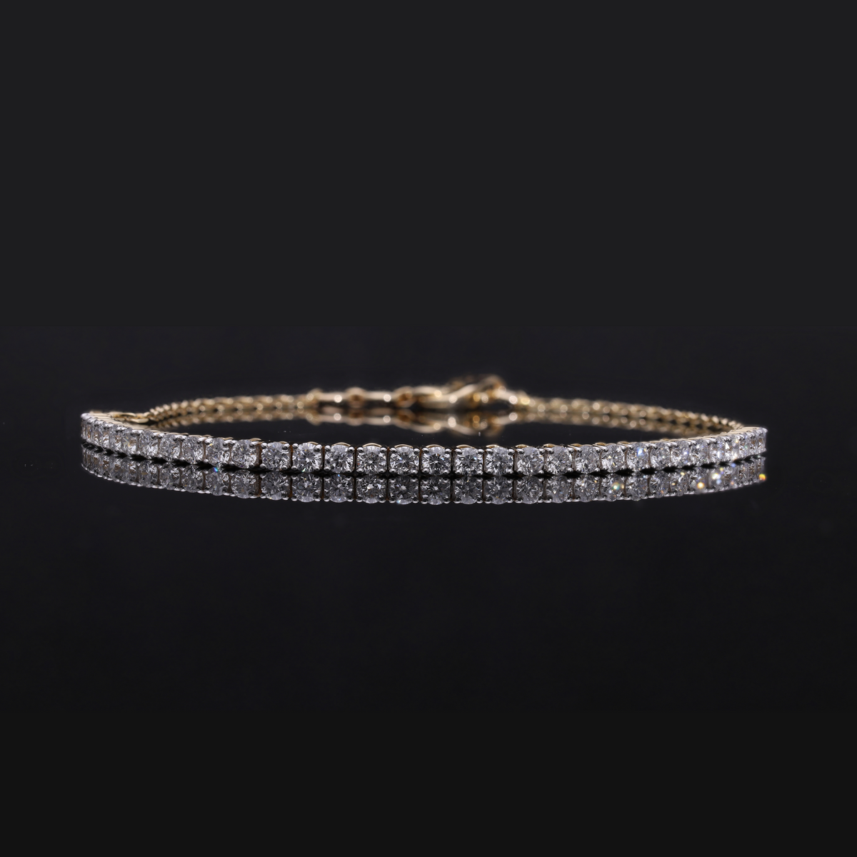 1.50 Ct White Round Cut Lab-Grown Diamond Delicate Tennis Bracelet | 14k White / Yellow / Rose Gold