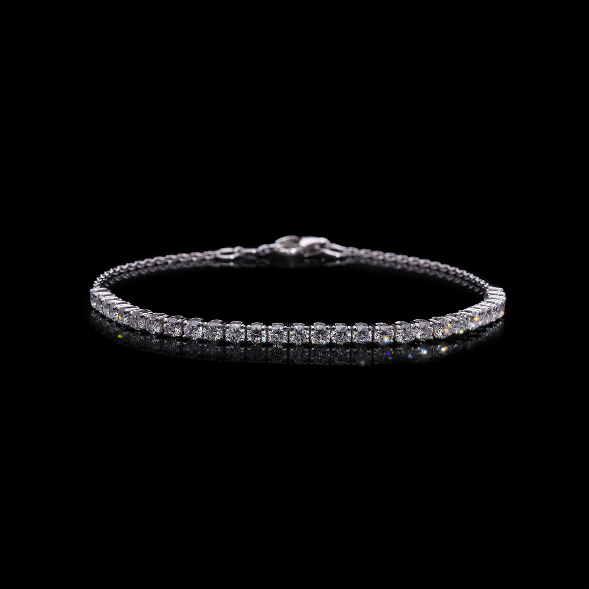 2.00 Ct White Round Cut Lab-Grown Diamond Delicate Tennis Bracelet | 14k White / Yellow / Rose Gold