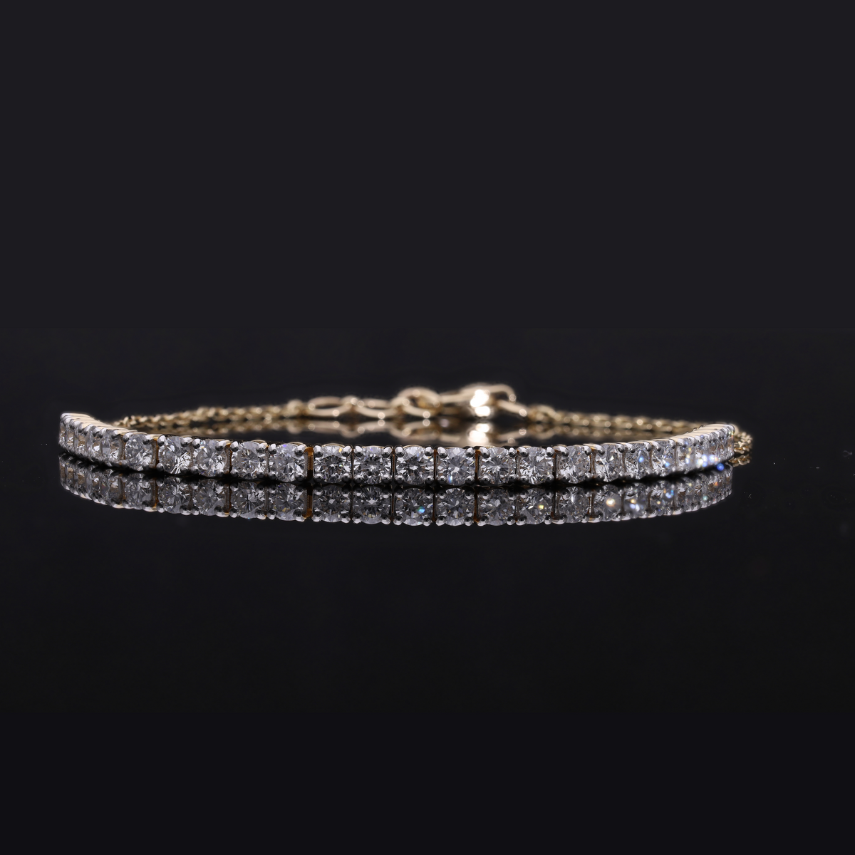 2.50 Ct White Round Cut Lab-Grown Diamond Delicate Tennis Bracelet | 14k White / Yellow / Rose Gold