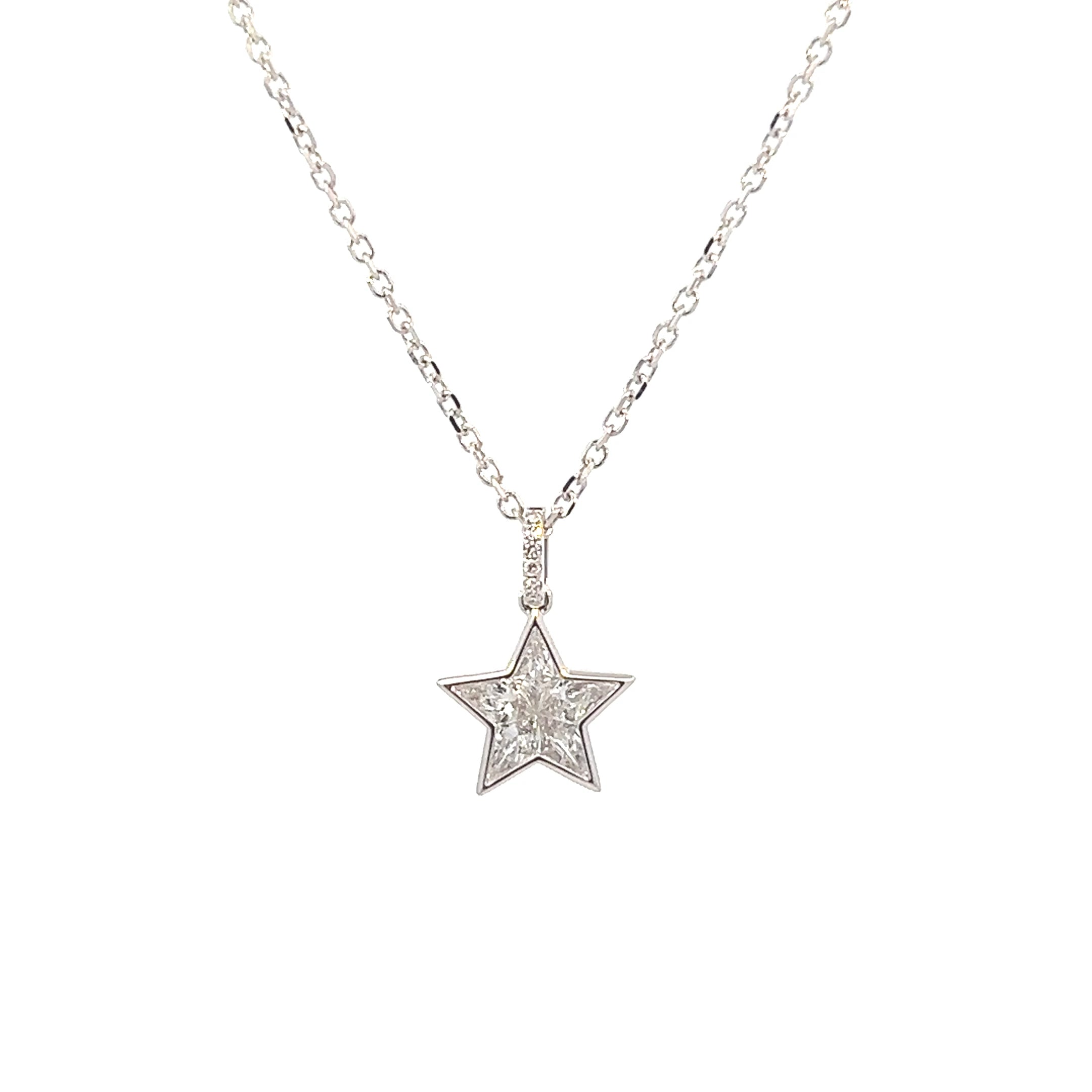 Celestial 18K White Gold Star Pendant
