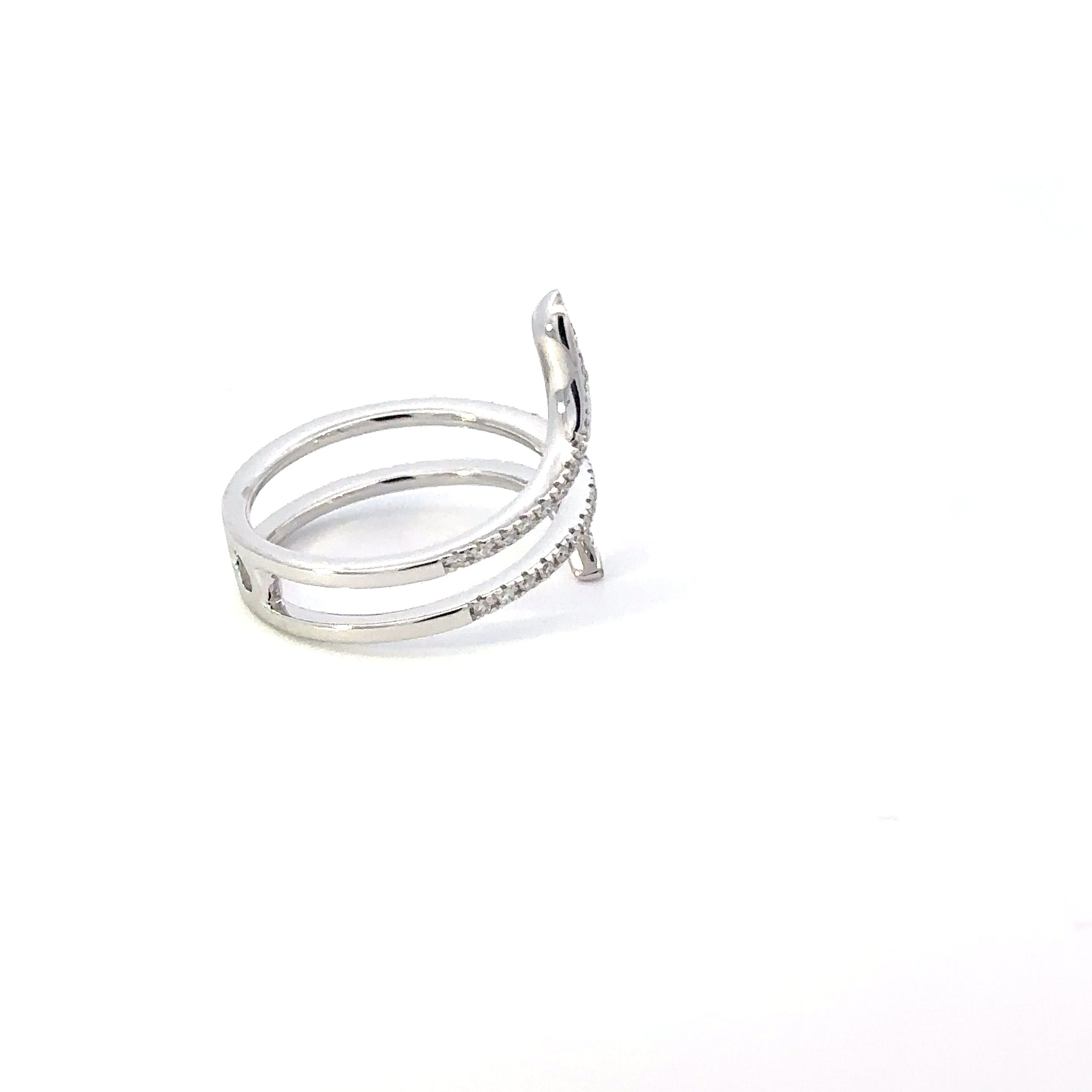 Coiled Snake Ring: 18K White Gold with Diamonds
