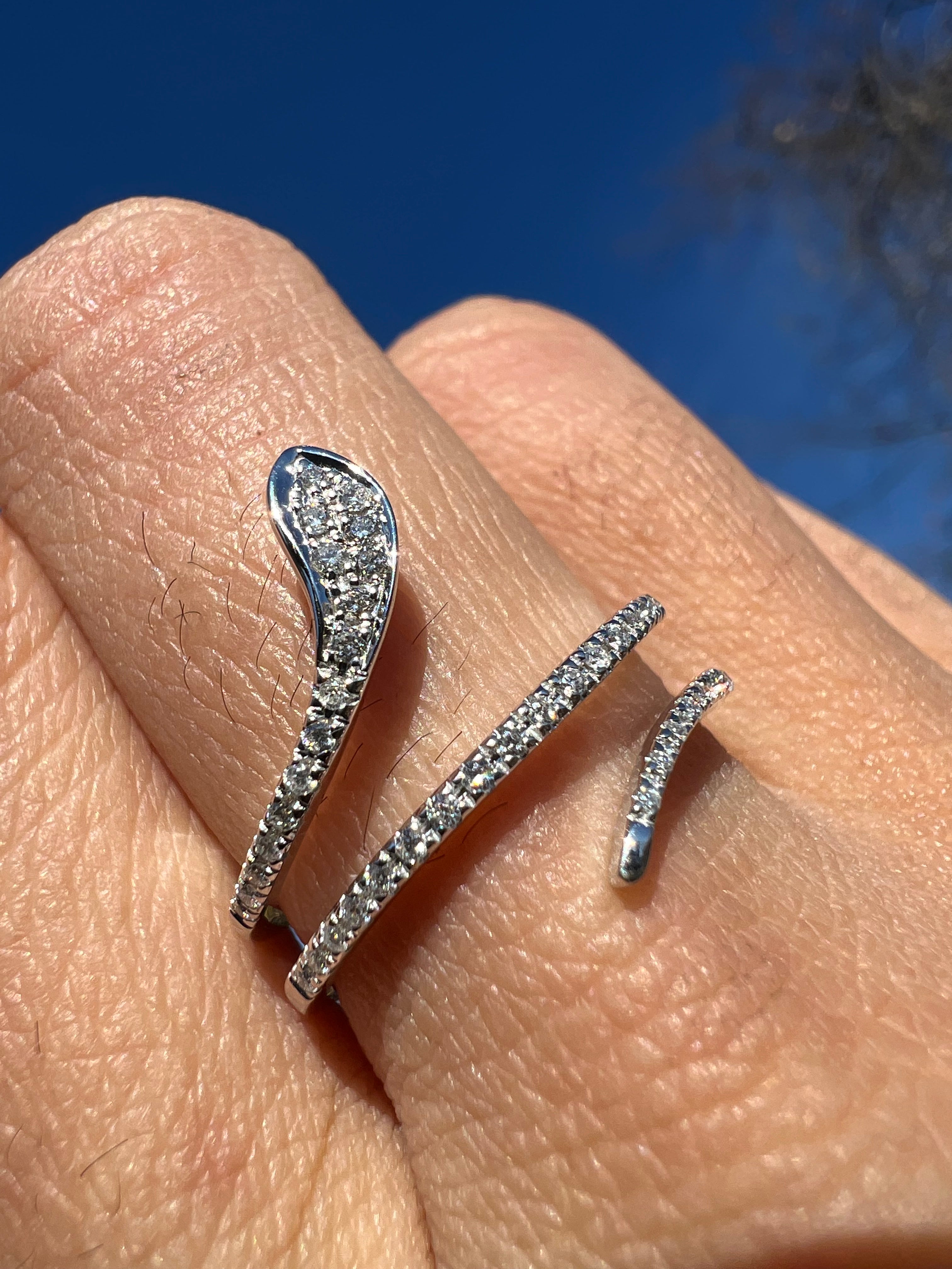 Coiled Snake Ring: 18K White Gold with Diamonds