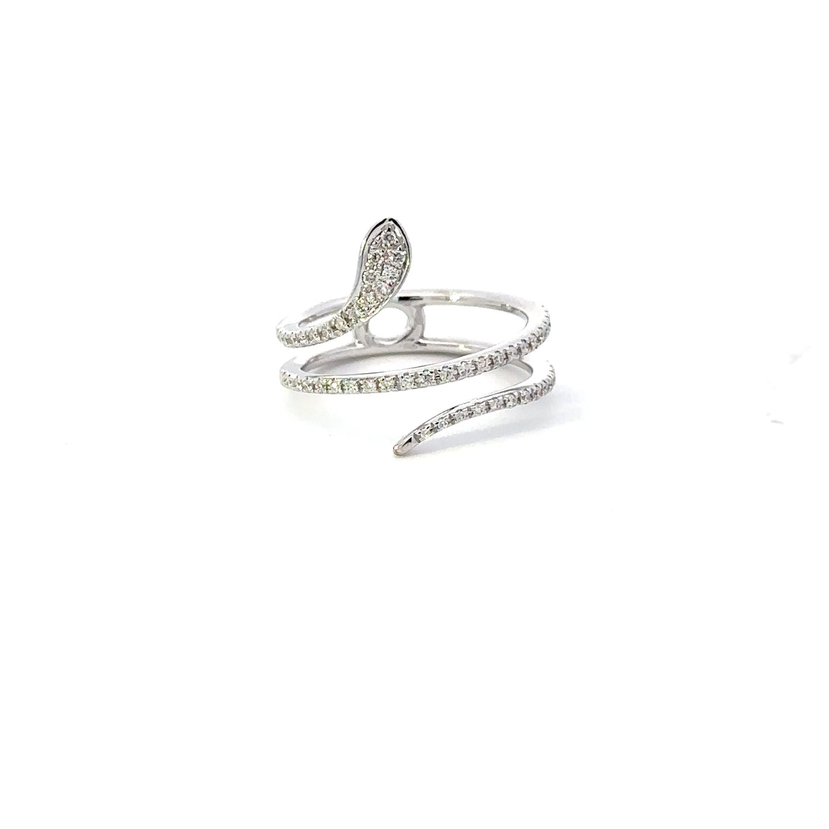 Coiled Snake Ring: 18K White Gold with Diamonds