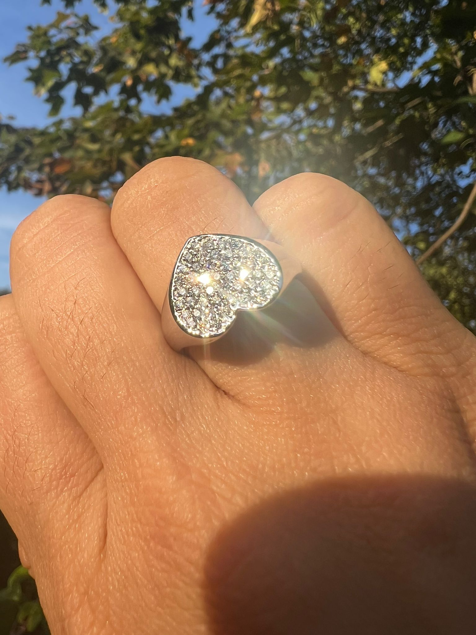 Delicate Heart-Shaped Diamond Ring in 18K White Gold