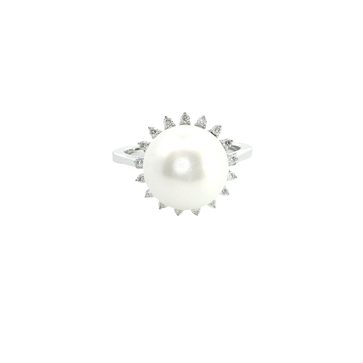 🌙 14K White Gold Celestial Wish Ring | Dazzling Pearl & Labgrown Diamond | 0.156 CTW 💫