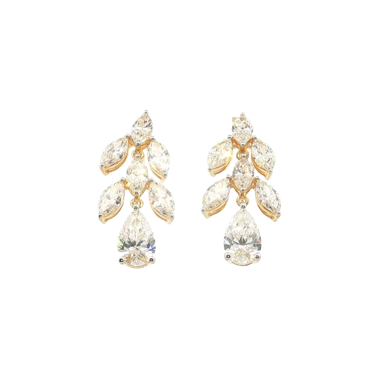 4.00 Ct Marquise & Pear Cut Lab-Grown Diamond Botanical Drop Earrings | 14k Yellow / White / Rose Gold ✨💎