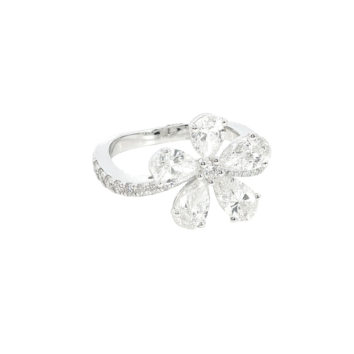 14kt White Gold pear with Round Brilliant cut  Lab grown Diamond Engagement Ring
