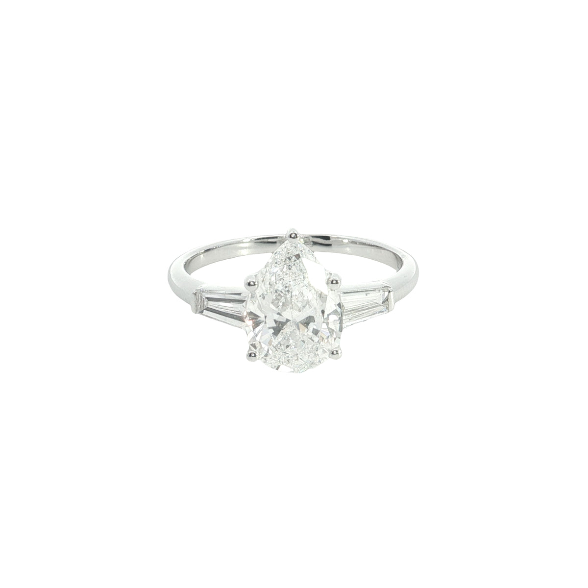 14k White Gold |💍 2.20 Ct VS Pear And Tapperd Buggete Cut Lab-Grown Diamond Engagement Ring | Best Gift for Her 💖✨