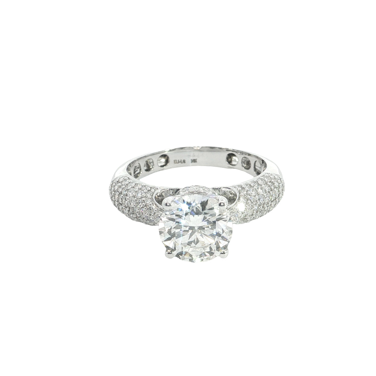 14k White Gold |💍 2.60 Ct VVS Round Brilliant Cut Lab-Grown Diamond with Pave Setting | Engagement Ring   💛🤍✨