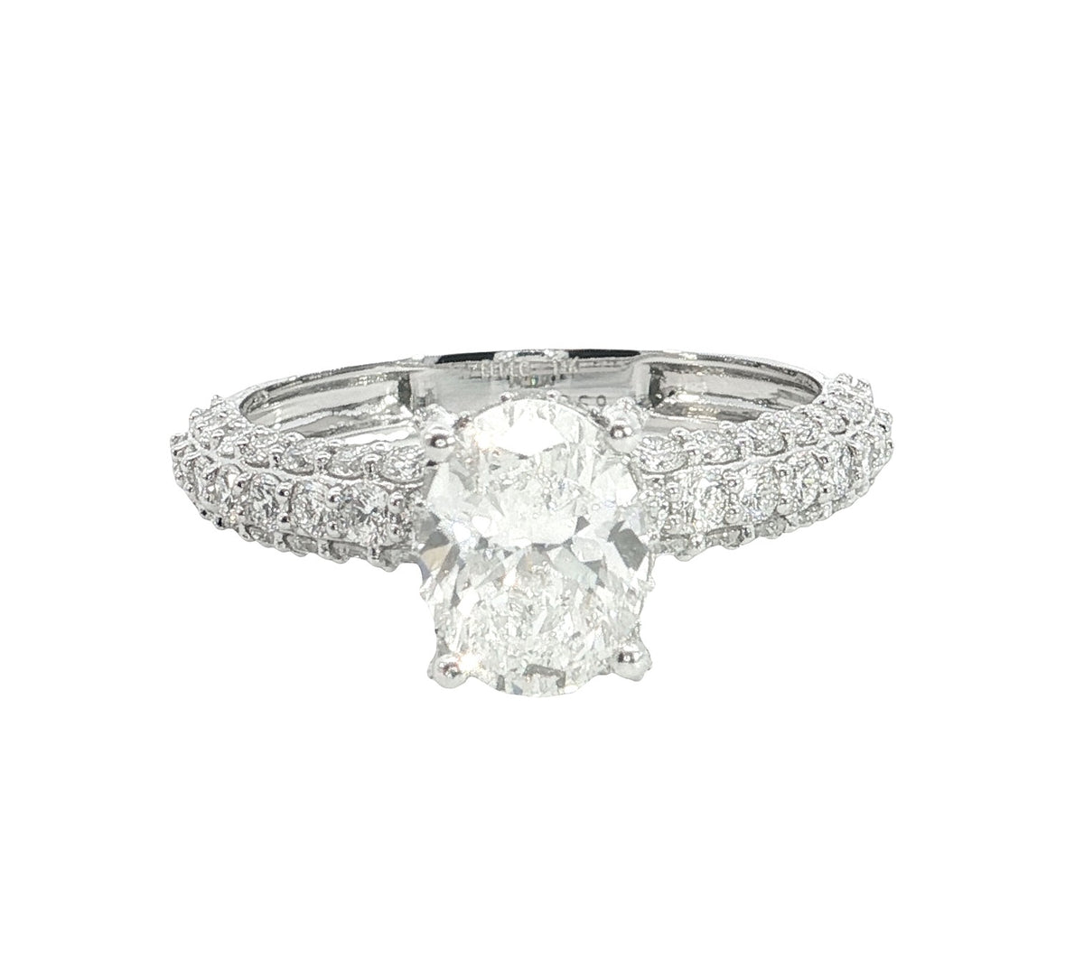 14k White Gold |💍 2.10 Ct VS Oval and Round Lab-Grown Diamond Engagement Ring | Best Gift for Her ✨