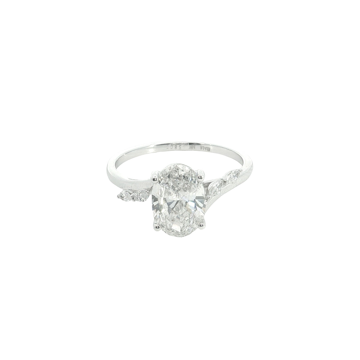 14k White Gold |💍 1.60 Ct VS Oval & Marquise Cut Lab-Grown Diamond Engagement Ring | 💛🤍✨