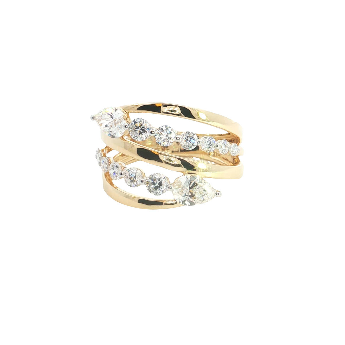 14k Yellow Gold |💍 1.50 Ct VS Pear And Round Brilliant Cut Lab-Grown Diamond Fashion Ring  ✨💖