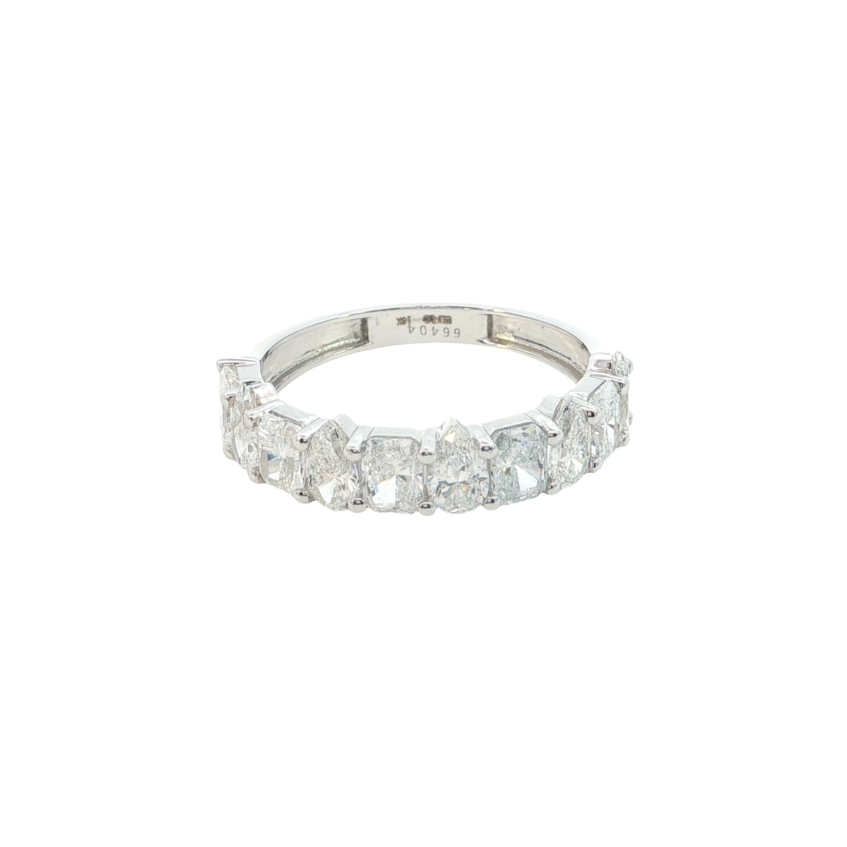💍 1.97 Ct Radiant & Pear Cut Diamond Alternating Half-Eternity Band | 14k White / Yellow Gold ✨💎
