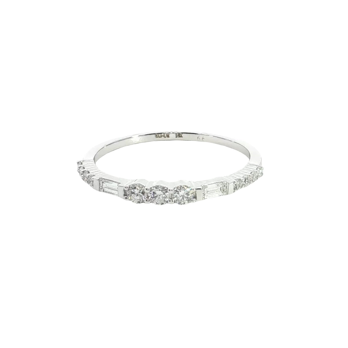 14k White Gold |💍 0.30 Ct VVS Round Brilliant & Buggette Cut Lab-Grown Diamond Band | Stackable Ring 🤍✨