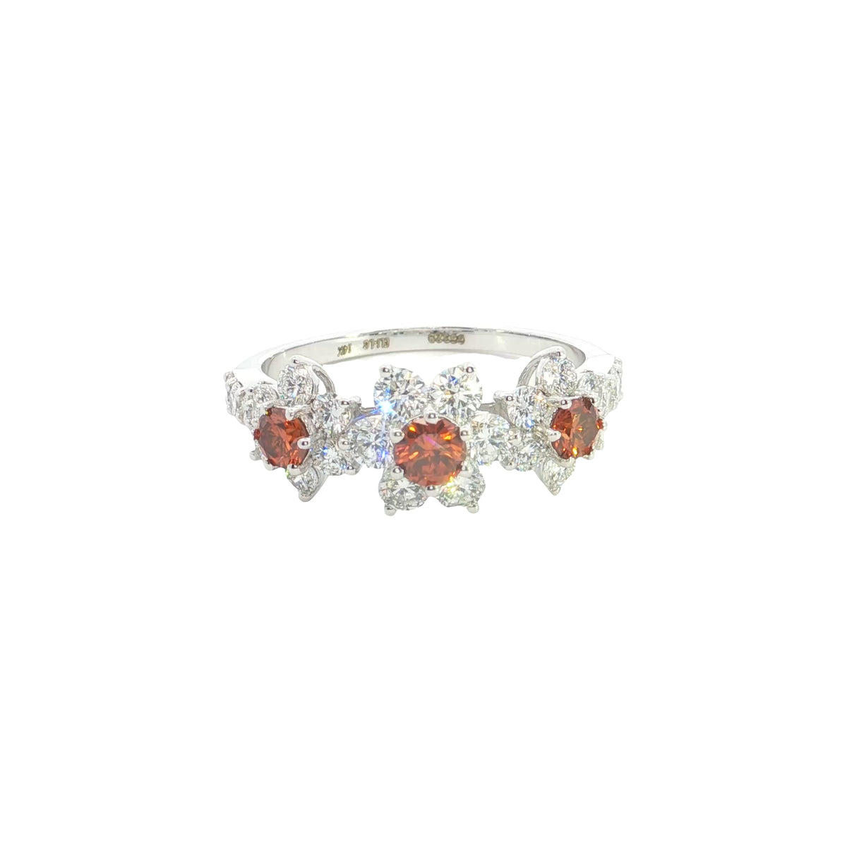 14k White Gold |💍 1.50 Ct VVS Round Brilliant Cut Blue / Red / Green Lab-Grown Diamond Engagement Ring  💙🧡✨