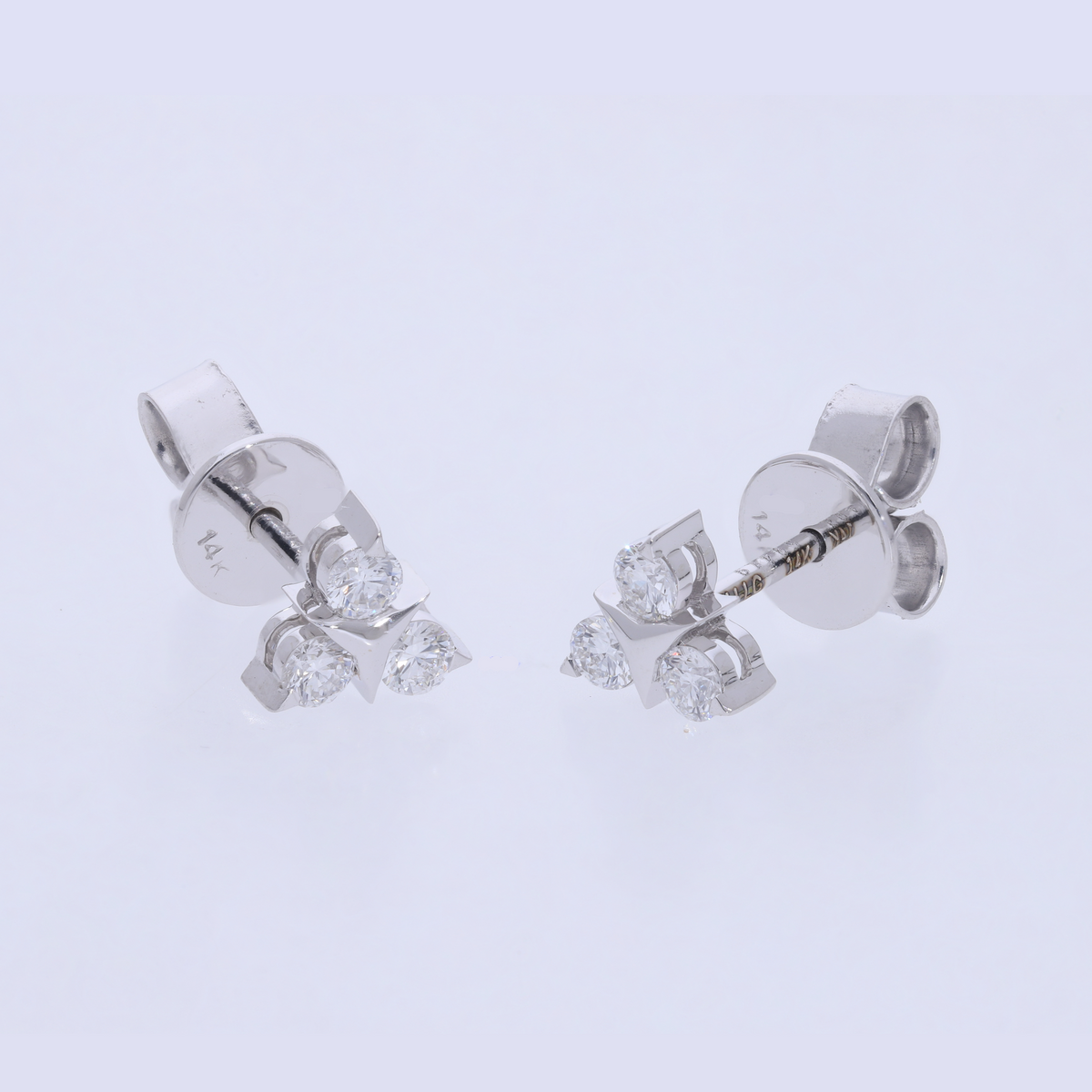 0.30 Ct Round Cut Lab-Grown Diamond Trefoil Cluster Stud Earrings | 14k White / Yellow / Rose Gold