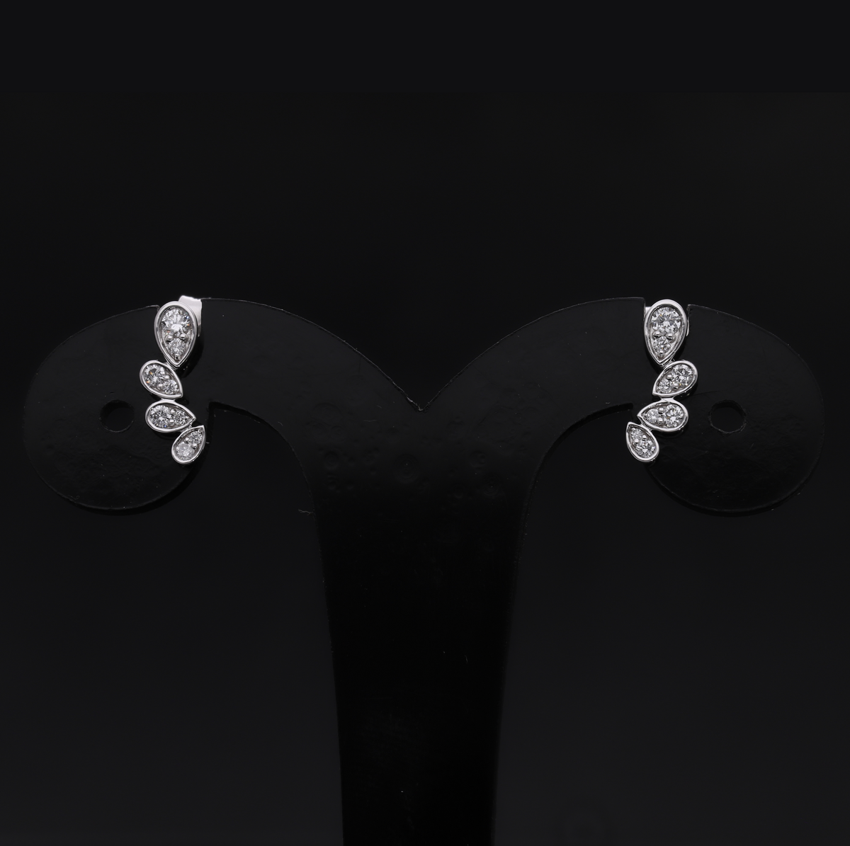 0.30 Ct Round Cut Lab-Grown Diamond Leaf Vine Earrings | 14k White / Yellow / Rose Gold