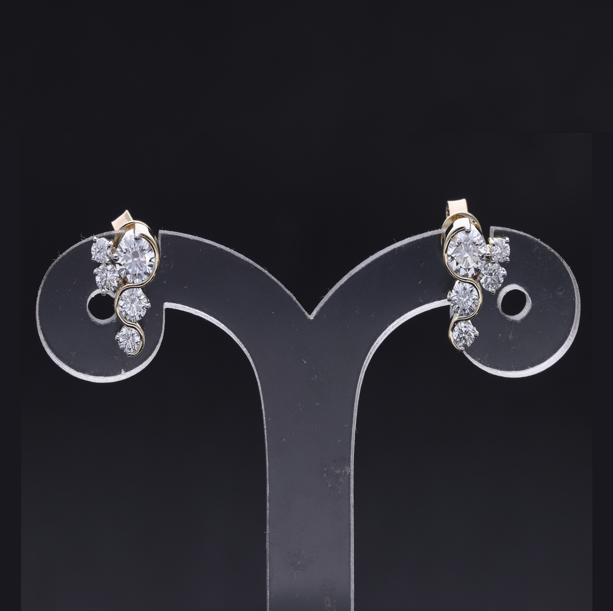 1.80 Ct Round Cut Lab-Grown Diamond Cluster Earrings | 14k Yellow / White / Rose Gold