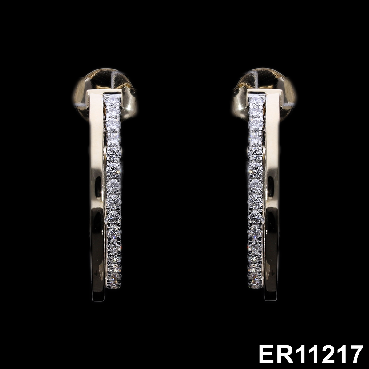 0.30 Ct Round Cut Lab-Grown Diamond Curved Bar Earrings | 14k Yellow / White / Rose Gold