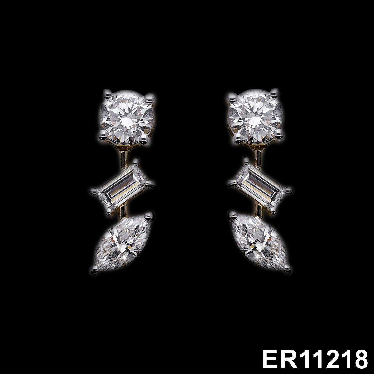 1.30 Ct Multi-Shape Lab-Grown Diamond Drop Earrings | 14k Yellow / White / Rose Gold