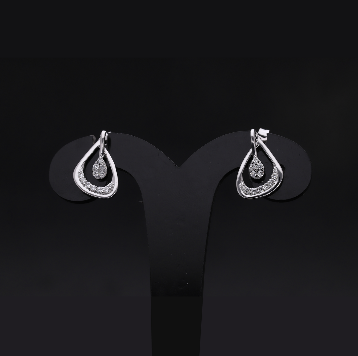 0.30 Ct Round Cut Lab-Grown Diamond Organic Teardrop Earrings | 14k White / Yellow / Rose Gold
