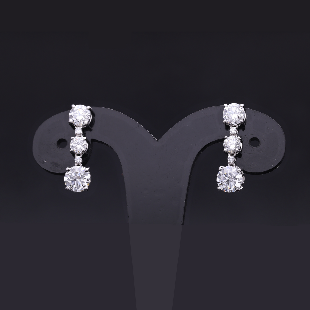 3.40 Ct Round Cut Lab-Grown Diamond Linear Drop Earrings | 14k White / Yellow / Rose Gold