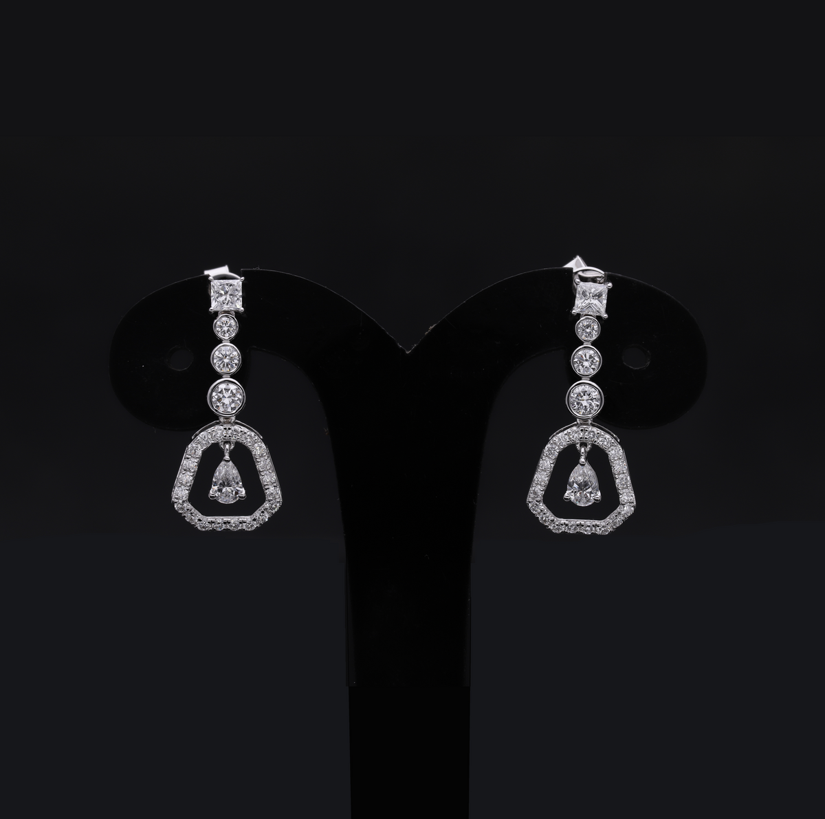 1.60 Ct Multi-Shape Lab-Grown Diamond Geometric Drop Earrings | 14k White / Yellow / Rose Gold