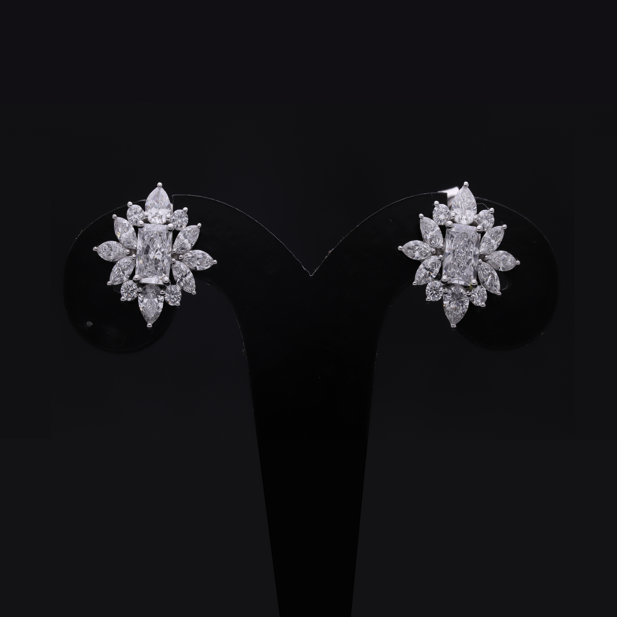 2.90 Ct Multi-Shape Lab-Grown Diamond Starburst Stud Earrings | 14k White / Yellow / Rose Gold